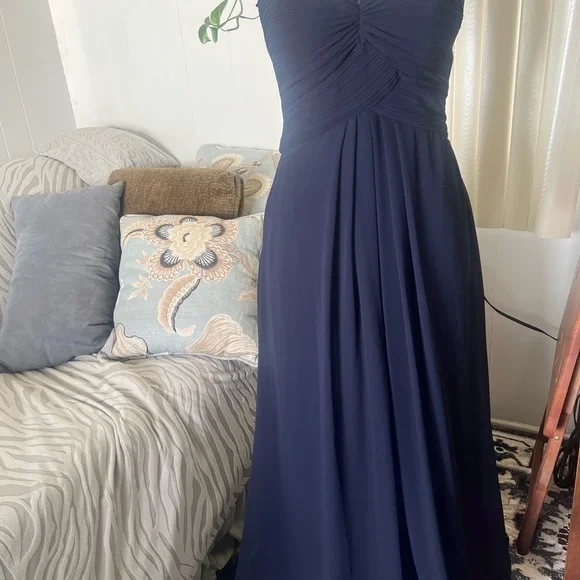 Mori Lee Blue Strapless Ruched Sweetheart Gown - Picture 5 of 8